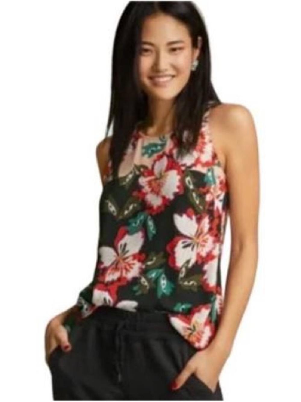 CAbi Floral Sleeveless Blouse - Tropical Print-Size Large-#5542